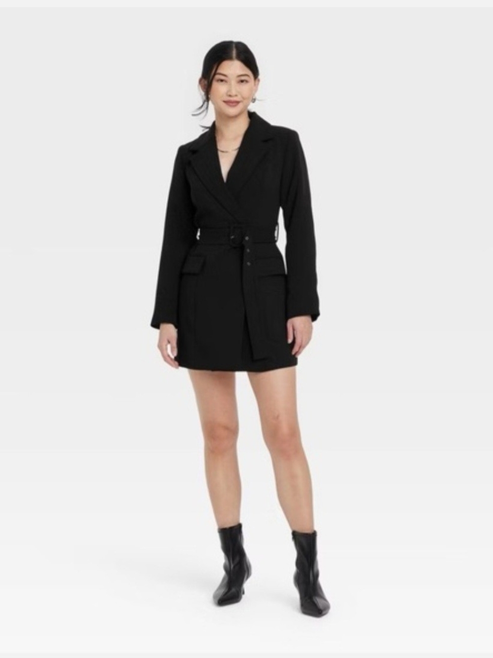 A New Day Mini Black Belted Blazer Dress NWT Small